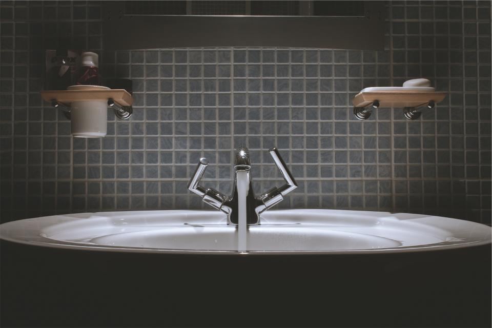 Modern bathroom sink and faucet