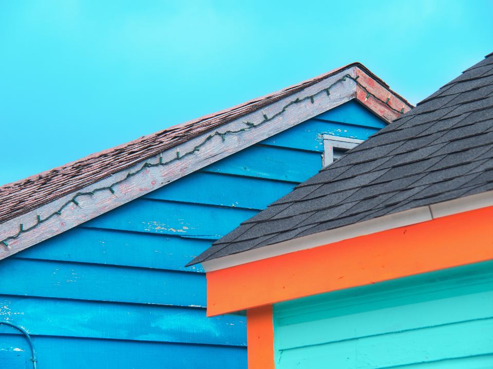 Gable roofs on colorful houses
